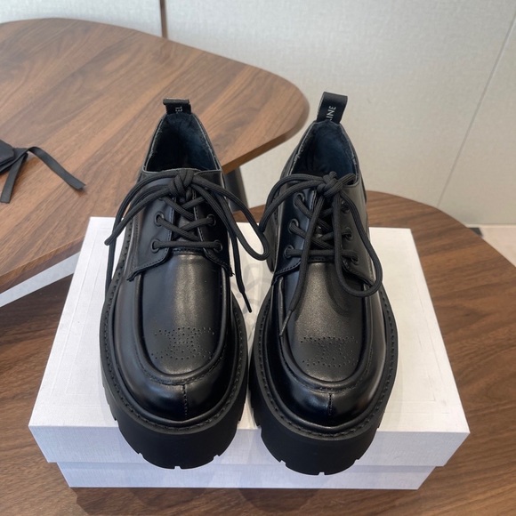Celine Black Chunky Lace-Up Loafers - Picture 3 of 5